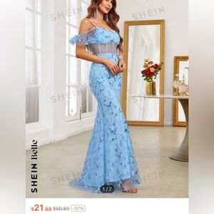 “SHEIN Belle Cold Shoulder Mesh Formal Dress”